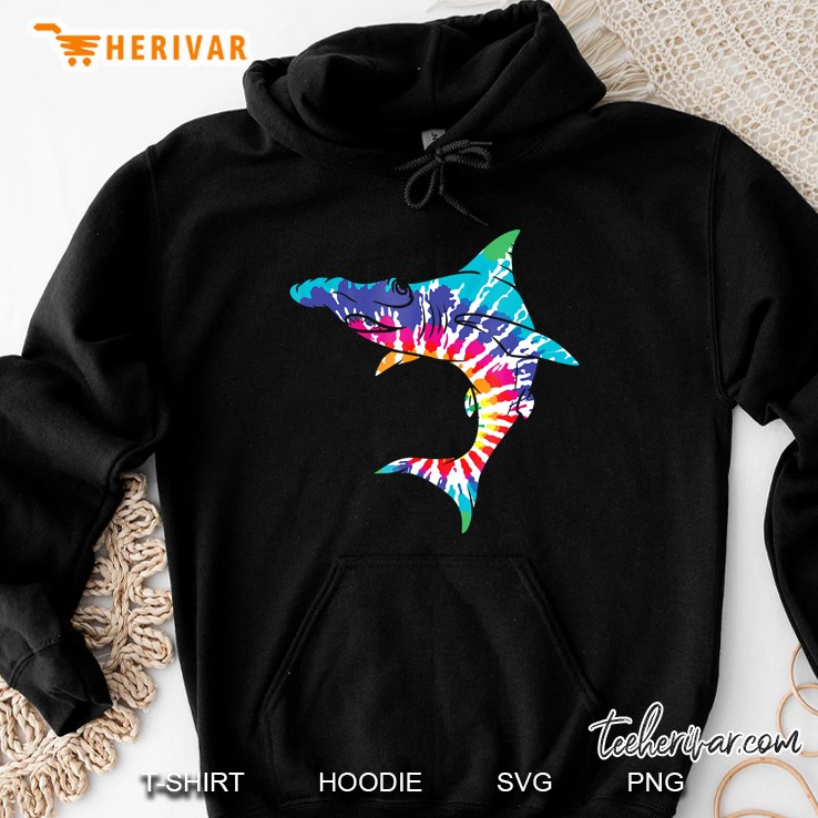 Hammer Head Shark Swims Tie Dye Illustration Hoodie
