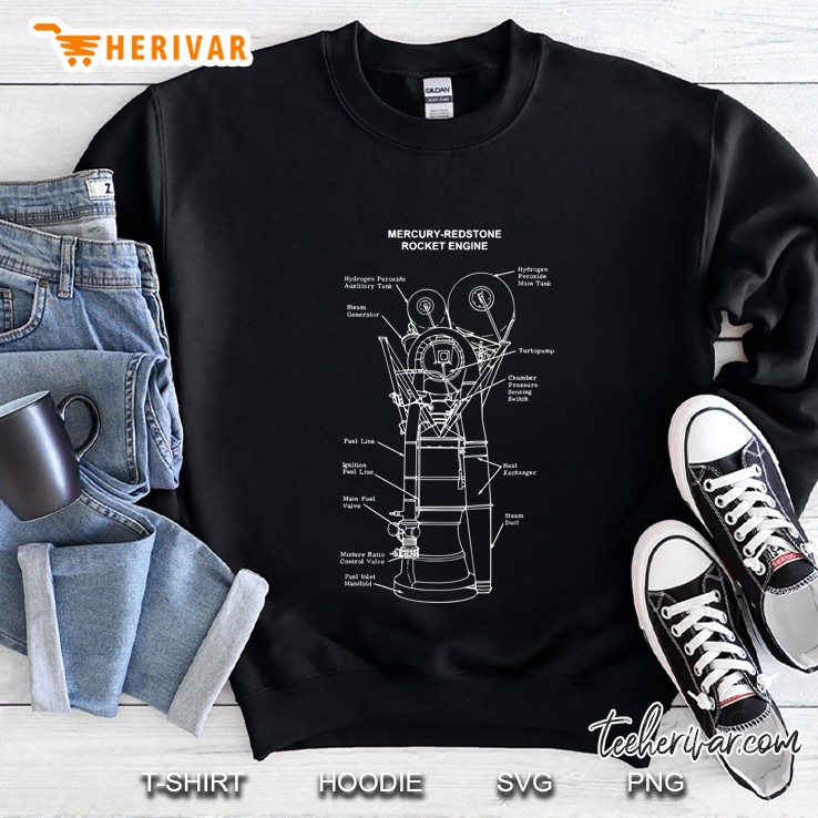 Mercury Redstone Rocket Engine Blueprint Technical Drawing Sweatshirt