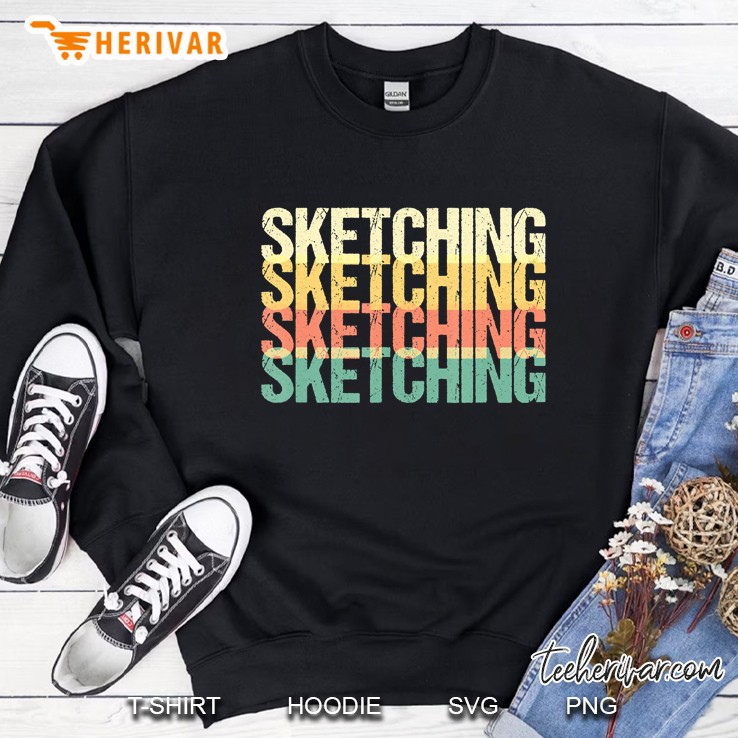 Retro Sketching Typography Sketcher Drawing Artist Architect Sweatshirt