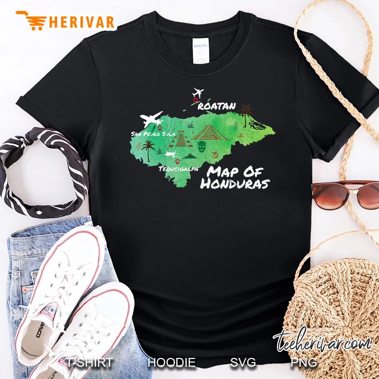 Spanish Roatan Catracho Gift Proud Honduran Map Of Honduras Shirt