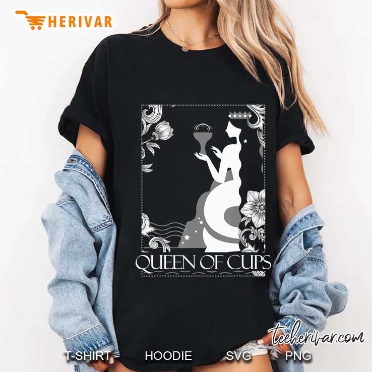 Tarot Card Shirt Queen Of Cups Occult Scary Gothic Ladies Tee