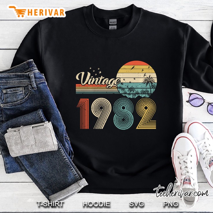 Vintage 1982 Design 38 Years Old 38Th Birthday For Men Women Pullover Sweatshirt