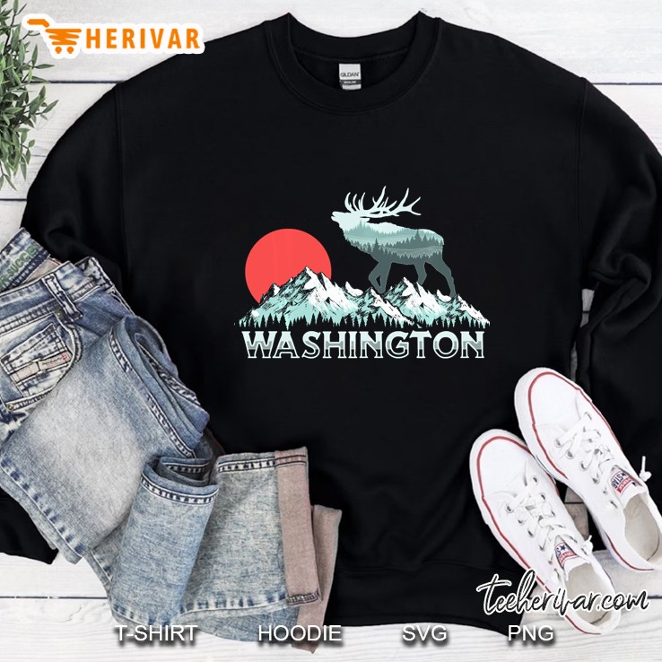 Vintage Washington Elk Hunter Conservation Retro Graphic Sweatshirt