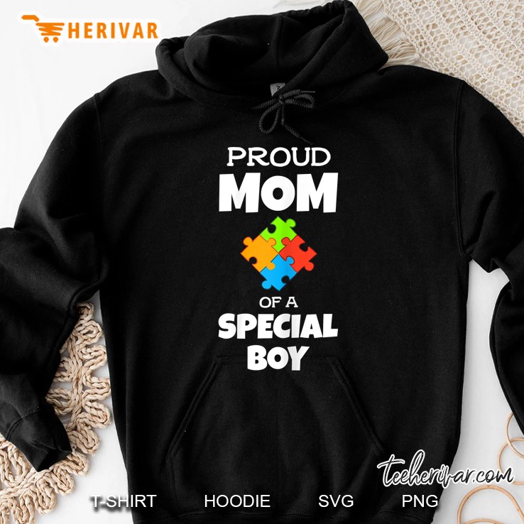 Womens Encouraging Asd Puzzle Design Proud Mom Of Autistic Boy Hoodie