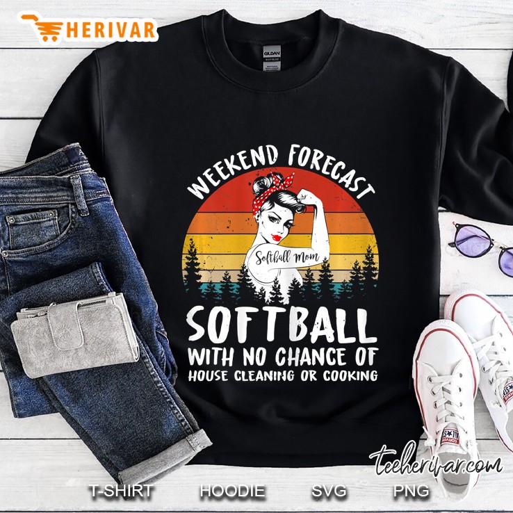 Womens Weekend Forecast Softball With No Chance Tshirt Baseball Mom Sweatshirt