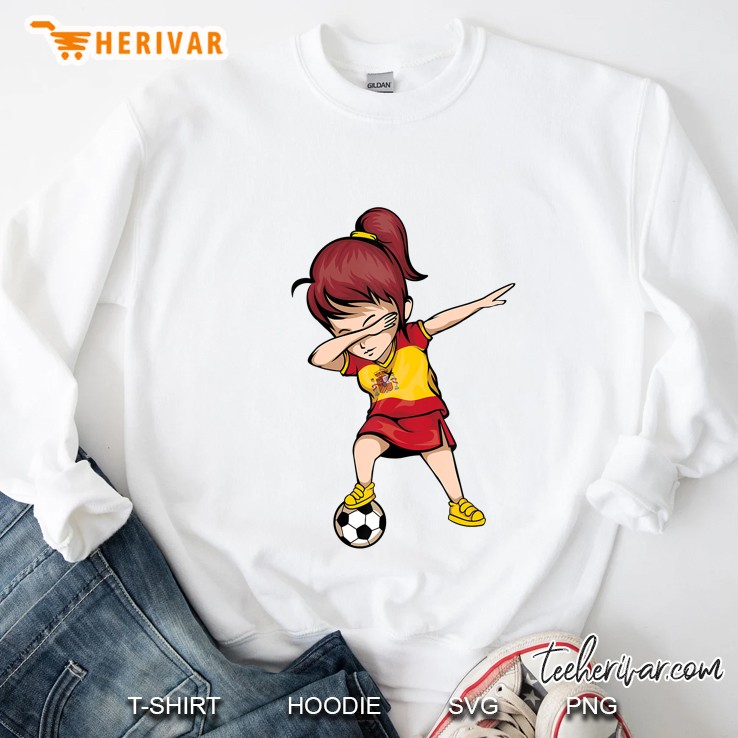 Dabbing Soccer Girl Spain Jersey Shirt - Spanish Football Sweatshirt