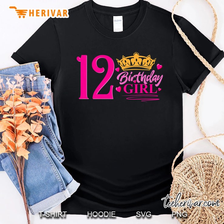 Queen 12Th Birthday Girl Shirt, Party 12 Years Old Bday Shirt