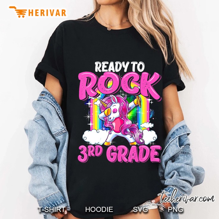 Ready To Rock 3Rd Grade Dabbing Unicorn Back To School Ladies Tee