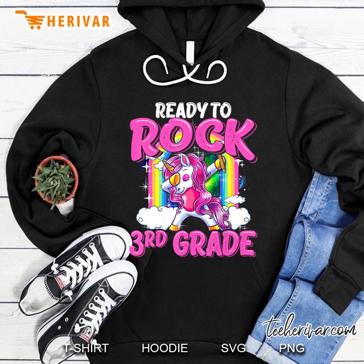 Ready To Rock 3Rd Grade Dabbing Unicorn Back To School Hoodie