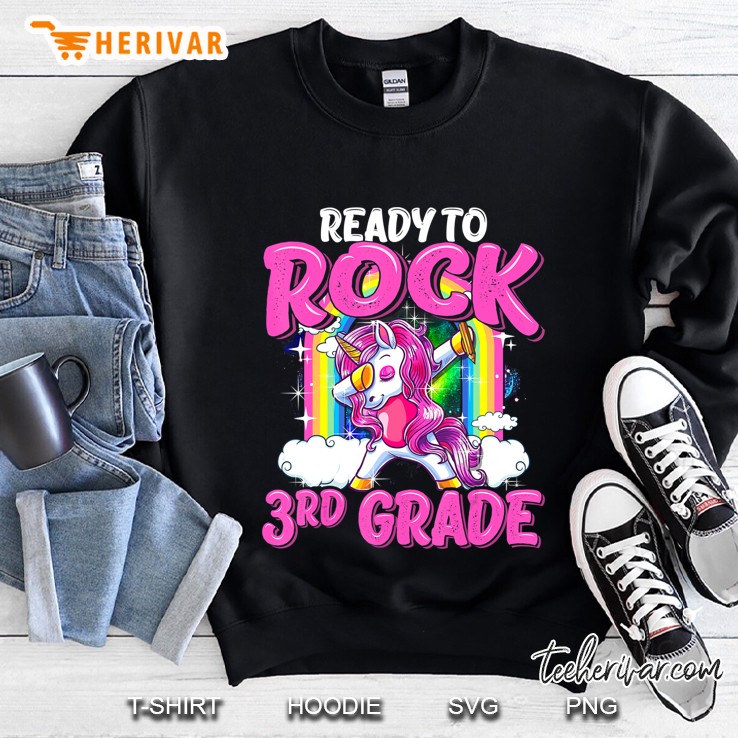 Ready To Rock 3Rd Grade Dabbing Unicorn Back To School Sweatshirt