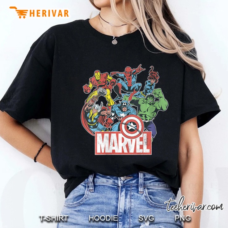 Womens Marvel Avengers Team Retro Comic Vintage Hoodie