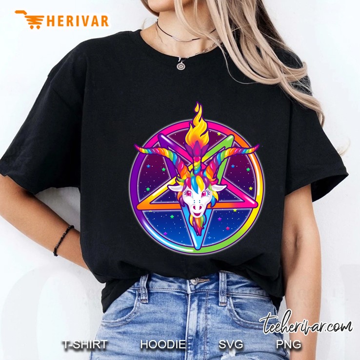 1997 Neon Rainbow Baphomet Pentagram Classic Ladies Tee