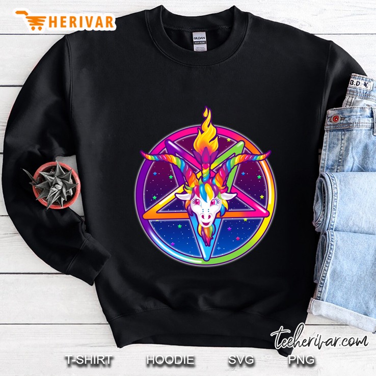 1997 Neon Rainbow Baphomet Pentagram Classic Sweatshirt