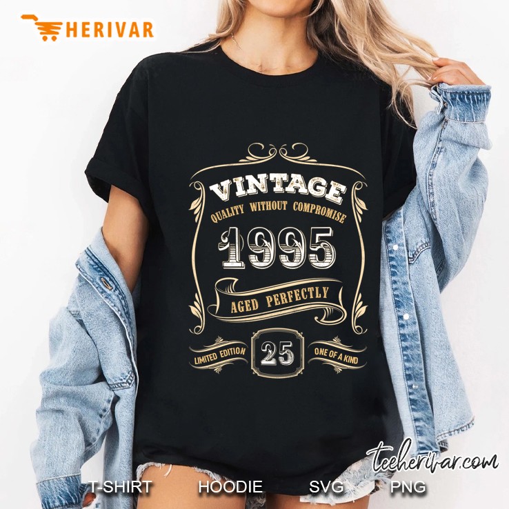 25Th Birthday Gift Gold Vintage 1995 Aged Perfectly Slim Fit Ladies Tee