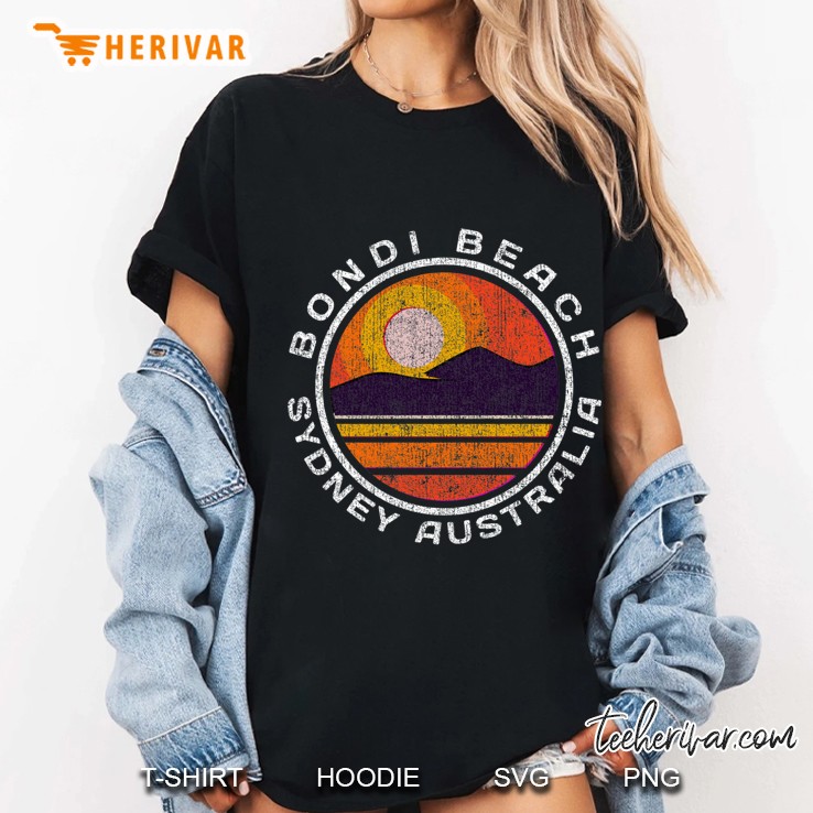 Bondi Beach Sydney Australia Retro Distressed Sunset Slim Fit Hoodie