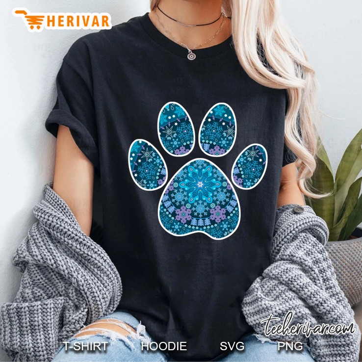 Dog Paw Print, Bohemian Snowflakes Slim Fit Ladies Tee