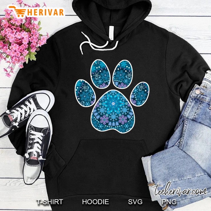Dog Paw Print, Bohemian Snowflakes Slim Fit Hoodie