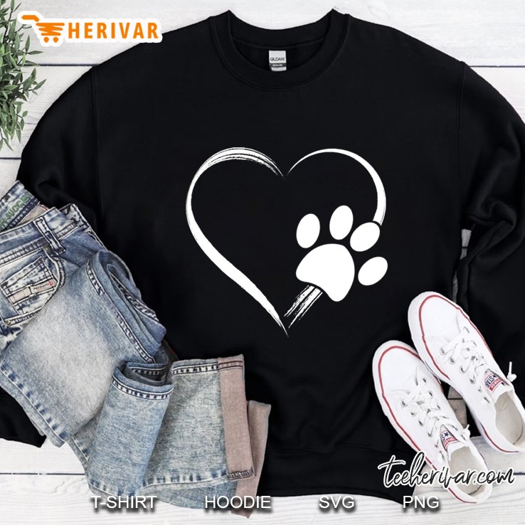 Dog Paw Print Heart - Gift For Mom - Gift For Dad Sweatshirt