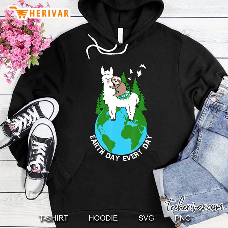 Earth Day Everyday Llama Sloth Cool Earth Day Lover Gift Hoodie