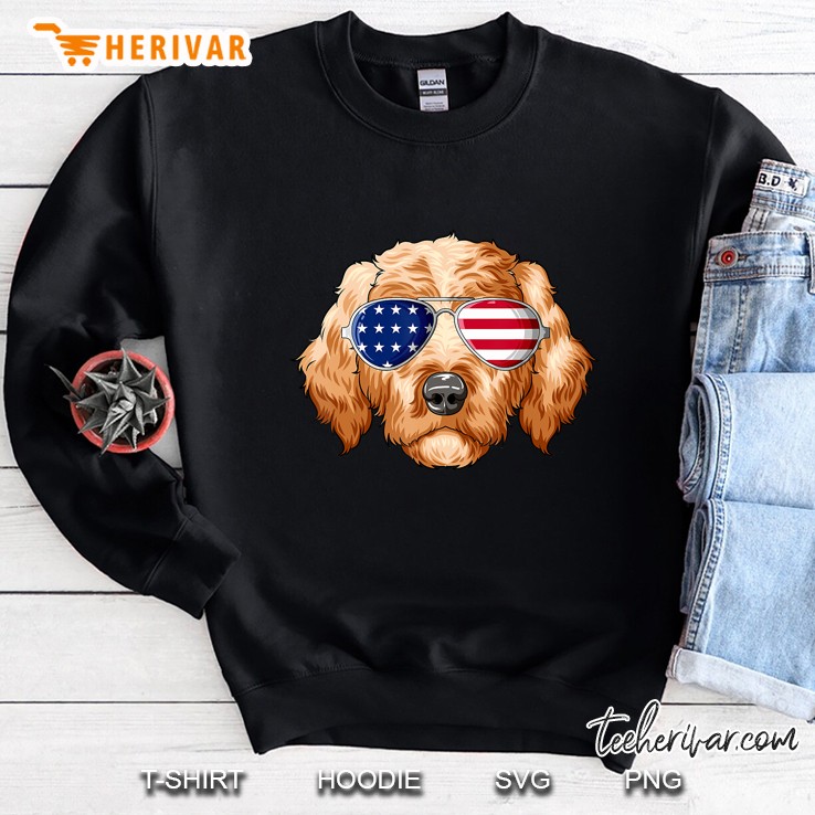 Patriotic Goldendoodle American Flag Glasses 4Th July Sweatshirt