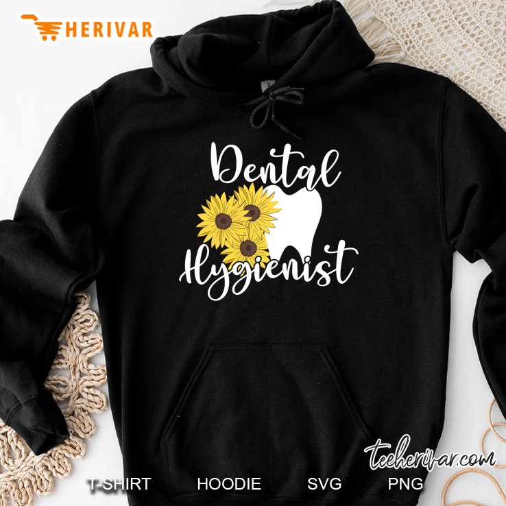 Pretty Dental Hygienist Tooth With Sunflowers Hoodie