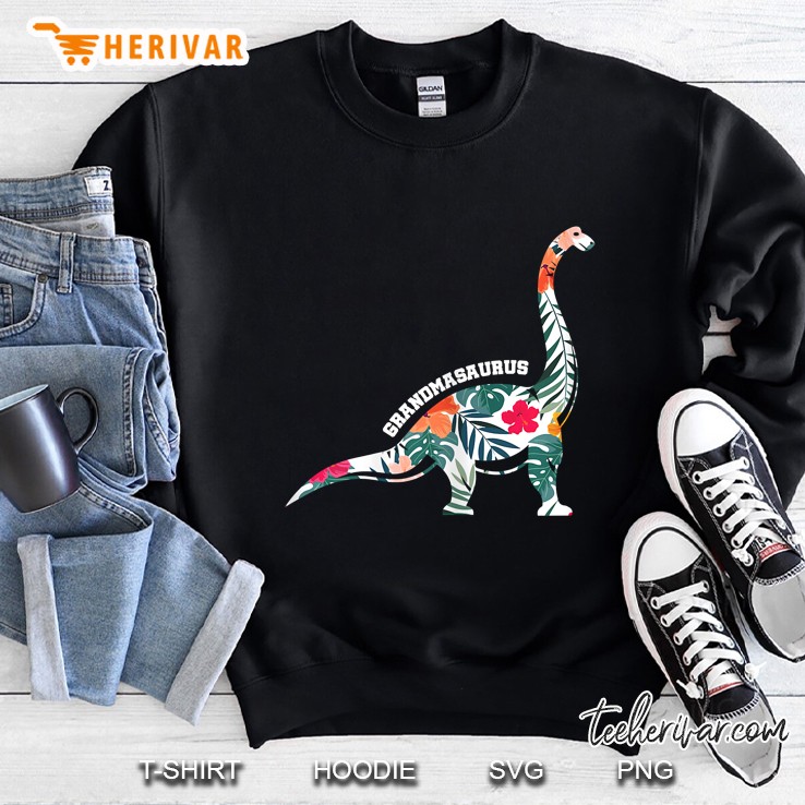 Womens Grandmasaurus Dinosaur Floral Funny Gigi Gift Sweatshirt