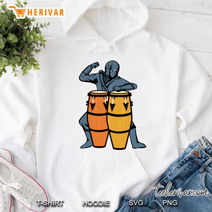 Funny Ninja Percussionis - Congas - Latin Music Hoodie