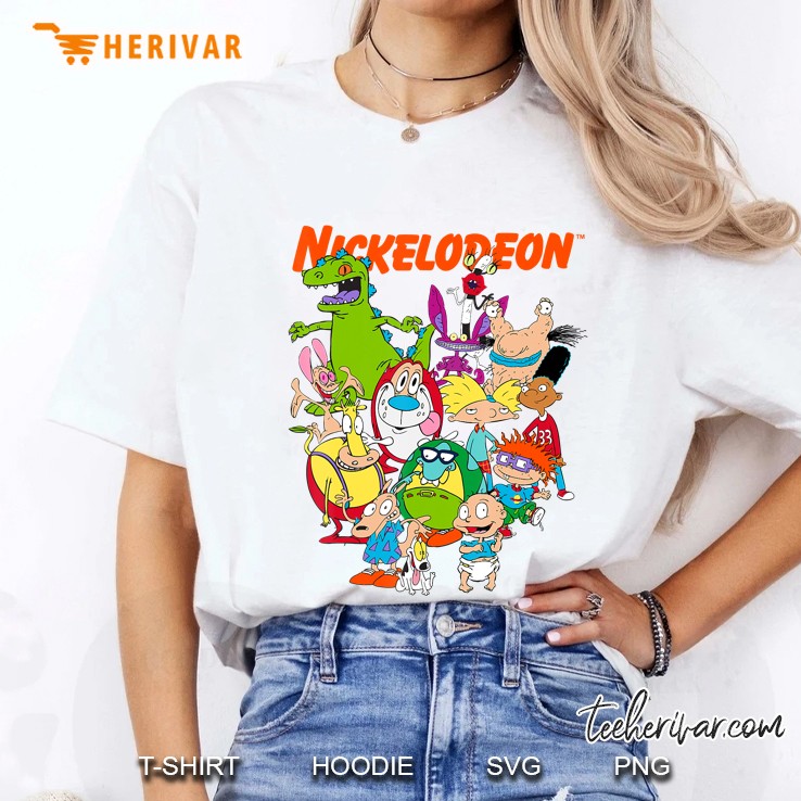Nickelodeon Group Shot All Retro 90S Characters Ladies Tee