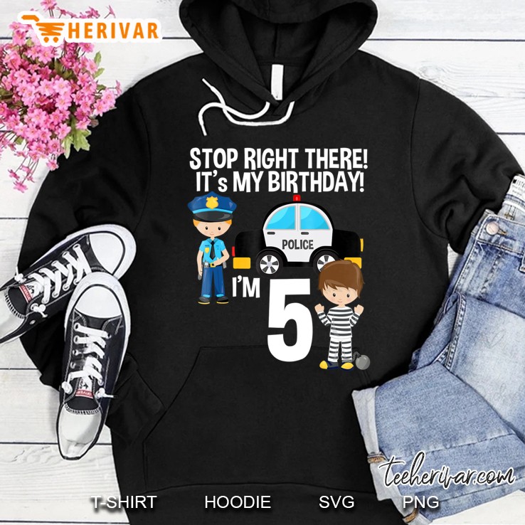 5Th Birthday Police Car Police Man Age 5 Birthday Hoodie