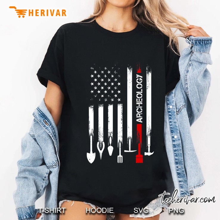 American Flag With Archeology Tshirt For Women Men Father Ladies Tee