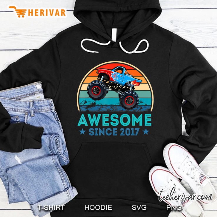 Awesome Since 2017 2Nd Years Old Monster Truck Shirt Hoodie