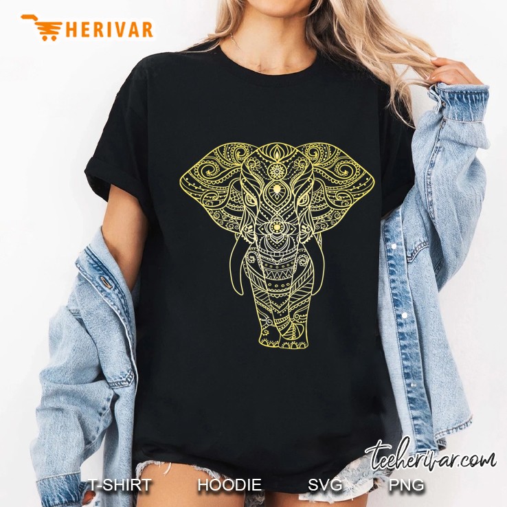 Beautiful Indian Ornate Elephant Tee Shirt Ladies Tee