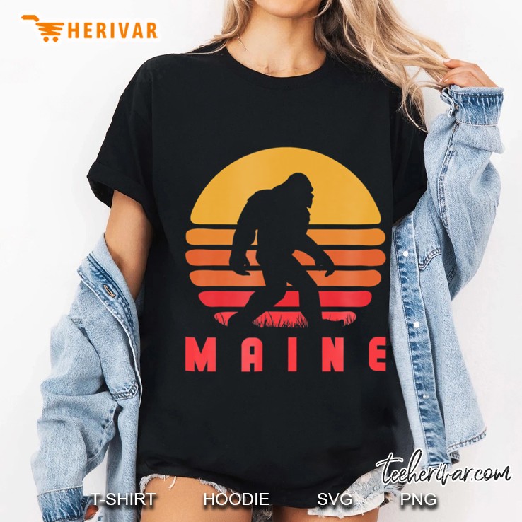 Bigfoot Maine State Shirt Sasquatch Yeti Tee Ladies Tee
