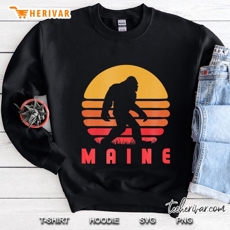Bigfoot Maine State Shirt Sasquatch Yeti Tee Sweatshirt
