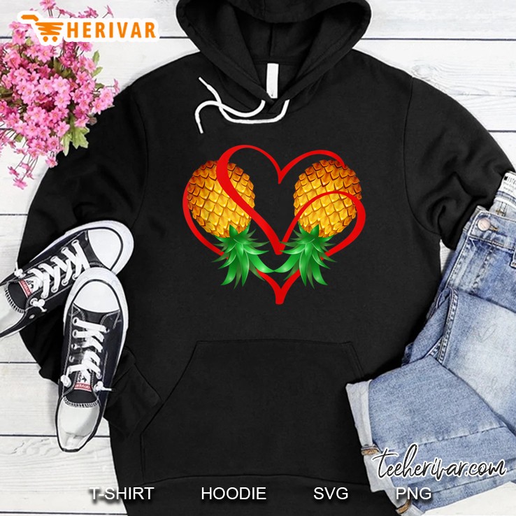 Couple Swinger Upside Down Pineapple With Red Heart Tank Top Mugs