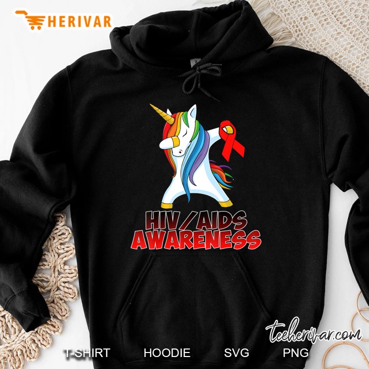 Hiv Aids Awareness Cute Unicorn Lover Fight Stigma Gifts Hoodie