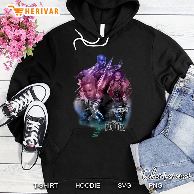 Marvel Black Panther Gradient Character Collage Logo Tank Top Hoodie
