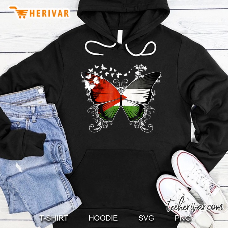 Palestine Flag Shirt Butterfly Graphic Hoodie