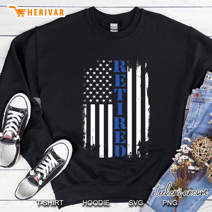 Retired Police Officer Blue Line Flag Retirement Sweatshirt