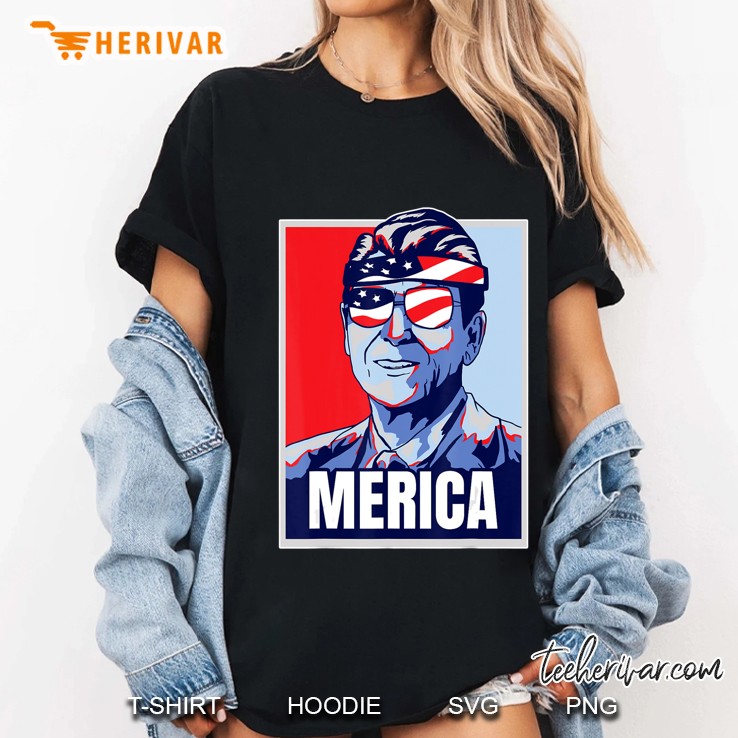 Ronald Reagan Shirt Usa Flag Tee American Love Gift Tshirt Ladies Tee