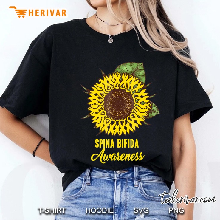 Spina Bifida Awareness Shirts Sunflower Ribbon October Mont Ladies Tee