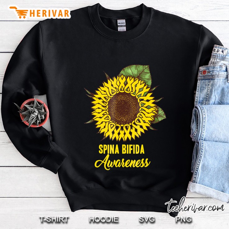 Spina Bifida Awareness Shirts Sunflower Ribbon October Mont Sweatshirt