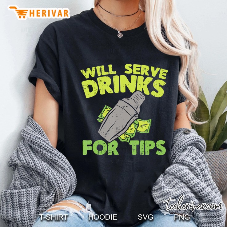 Tip Your Bartender For Great Service, Funny Bartender Shirts Ladies Tee