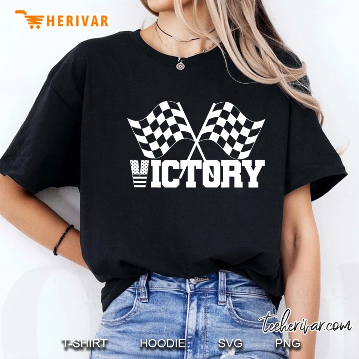 Victory Checkered White Flag Race Car Gifts Ladies Tee