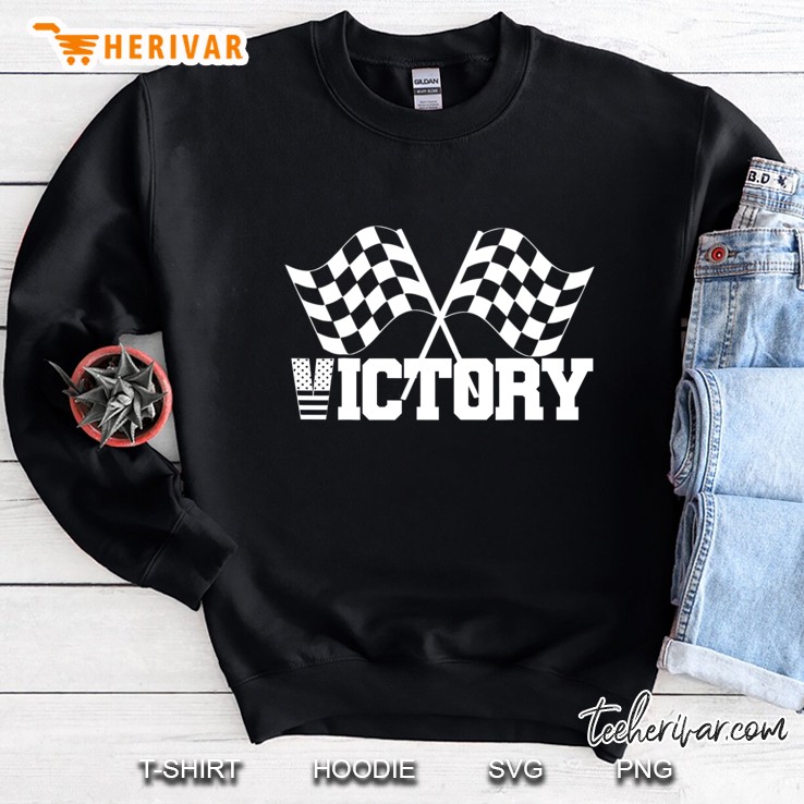 Victory Checkered White Flag Race Car Gifts Sweatshirt