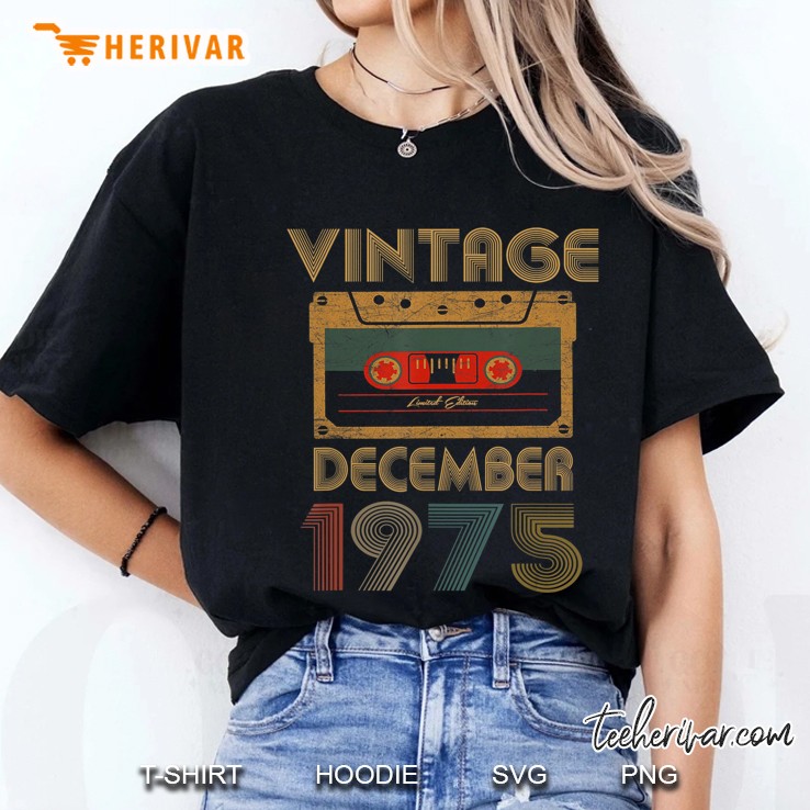 Vintage December 1975 44Th Birthday Cassette Gift For Mens Ladies Tee