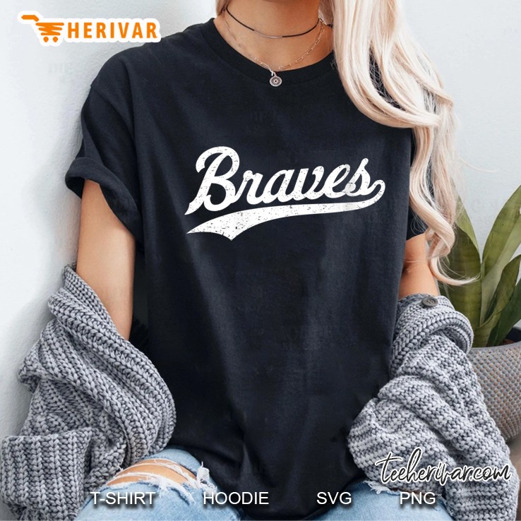 Womens Braves Vintage Distressed V-Neck Ladies Tee