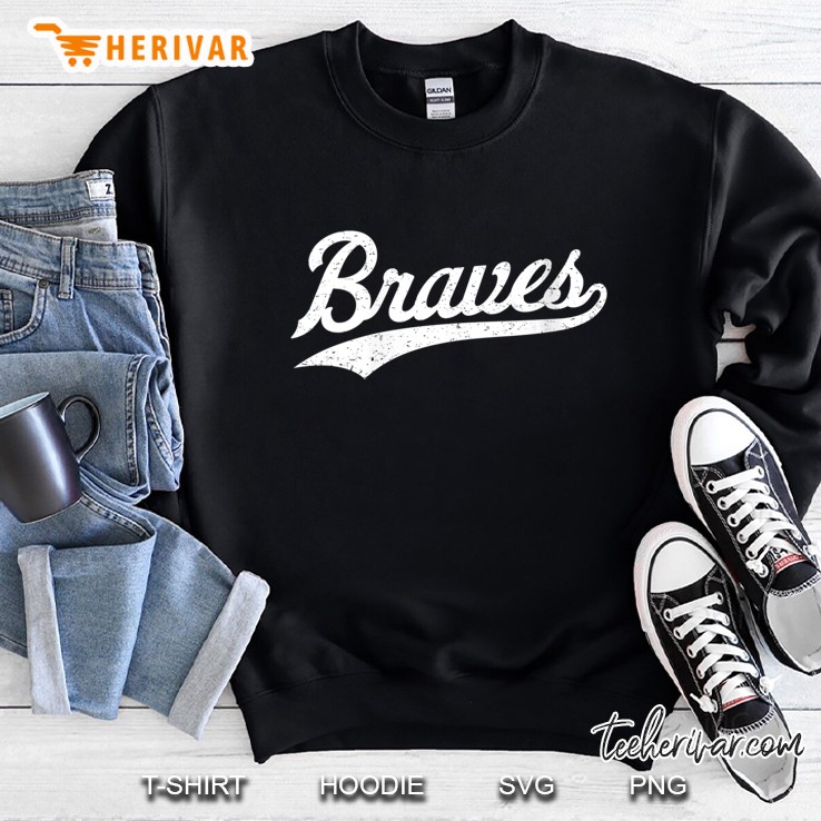 Womens Braves Vintage Distressed V-Neck Sweatshirt