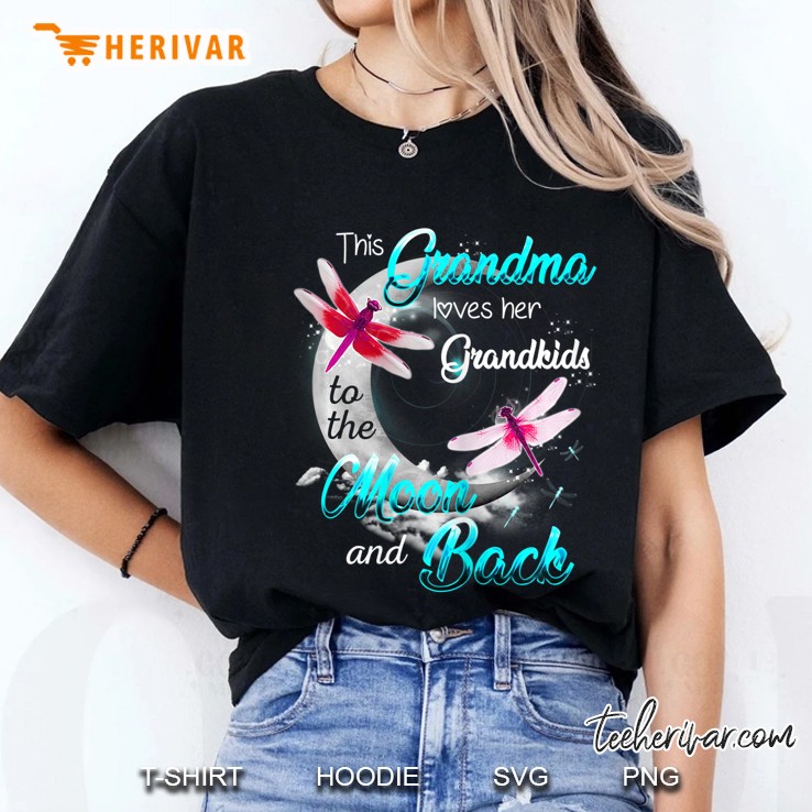 Womens Grandma Loves Her Grandkids Dragonfly Moon Women Gifts Hoodie