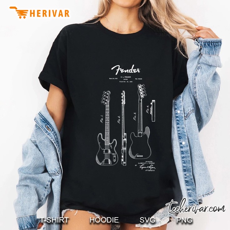 Fender Guitar 1953 Patent Blueprint Art Classic Ladies Tee